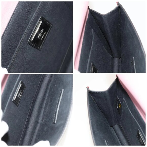 FENDI Hand Bag Leather 2way Gray Silver Auth - Picture 15 of 16